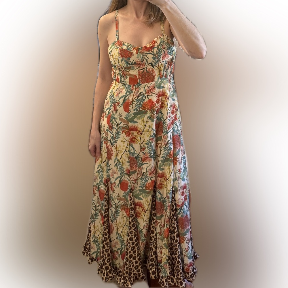 Hutch Floral Maxi Dress in Cream, Green & Rust